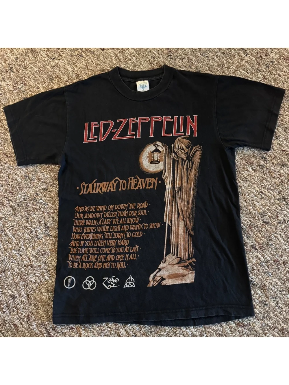 Men’s Led Zeppelin Stairway to Heaven Graphic T-Shirt Short Sleeve Black Size S